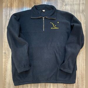 Vintage Alaska Polar Graphics Fleece Quarter Zip Made USA Mens XL Pill Resistant